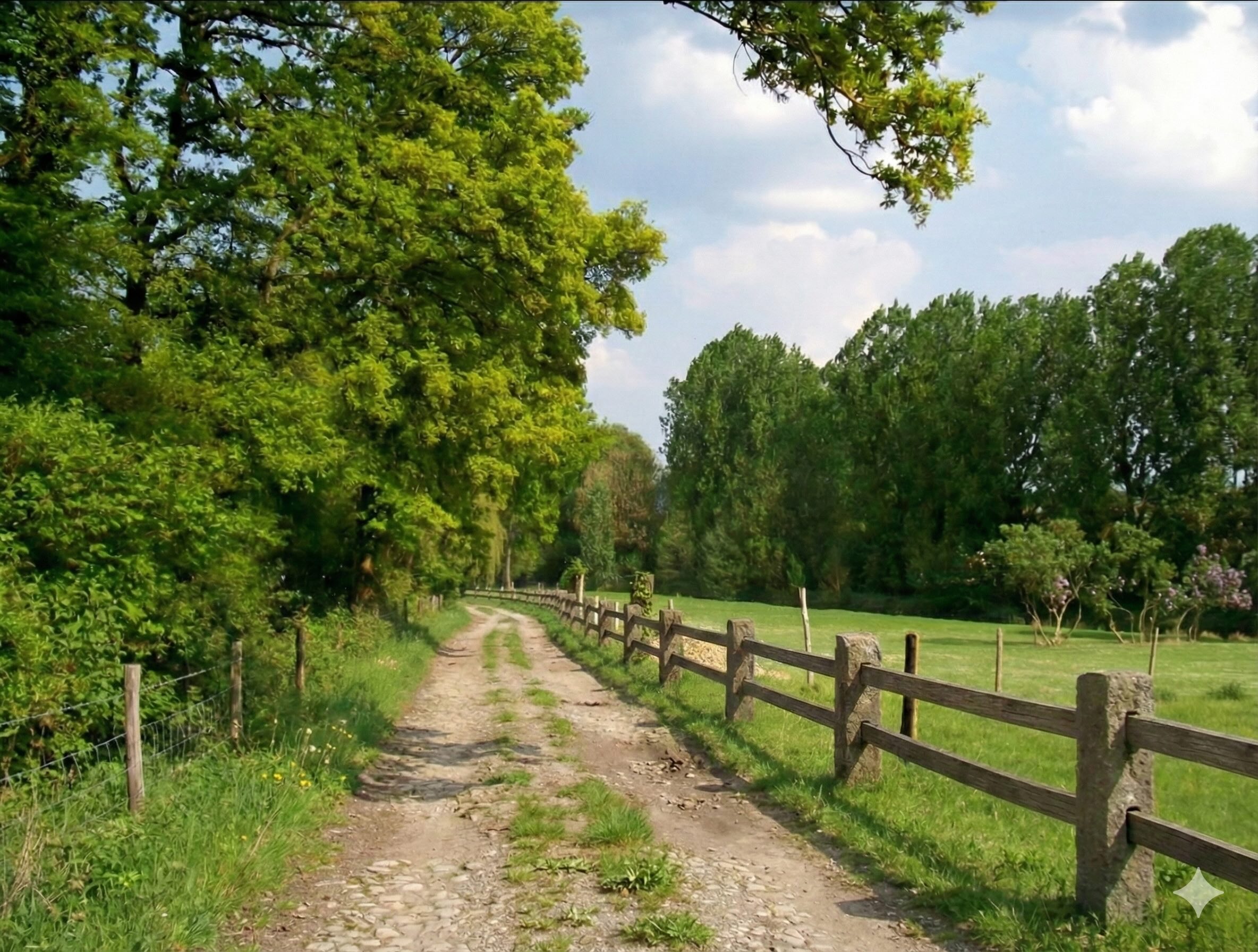 Chemin d’accès illustrant une servitude de passage entre deux terrains ruraux