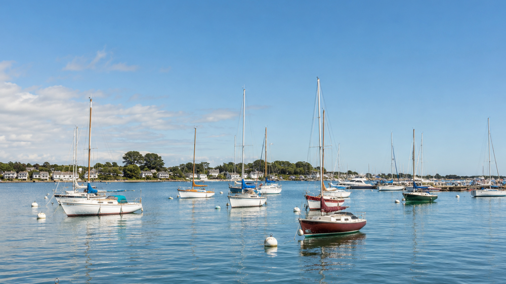 Voiliers amarrés à La Trinité-sur-Mer sur les eaux calmes du Morbihan